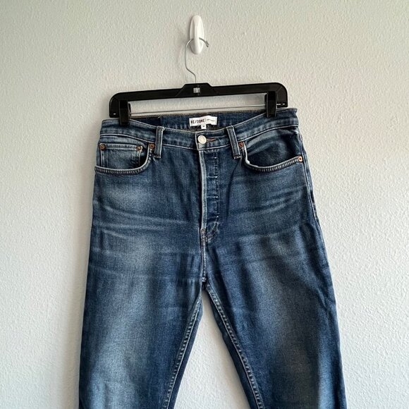 Re/Done Originals High Rise‎ Ankle Crop Jeans Midnight Blue Size 28 - Picture 2 of 11